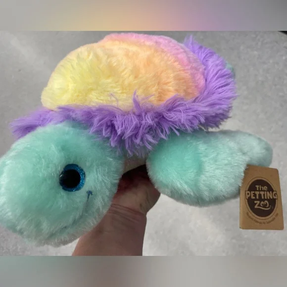 NEW THE PETTING ZOO 12” SEA TURTLE OMBRÉ RAINBOW PLUSH STUFFED TOY - Picture 7 of 9